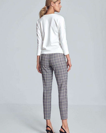 Chic Piped Envelope Neck Blouse for Timeless Elegance