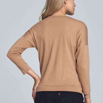 Chic Piped Envelope Neck Blouse for Timeless Elegance