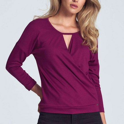 Chic Piped Envelope Neck Blouse for Timeless Elegance