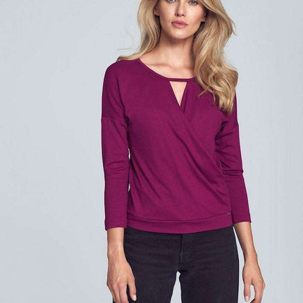 Chic Piped Envelope Neck Blouse for Timeless Elegance
