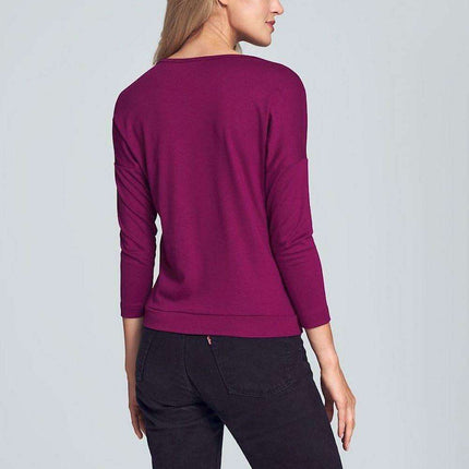 Chic Piped Envelope Neck Blouse for Timeless Elegance