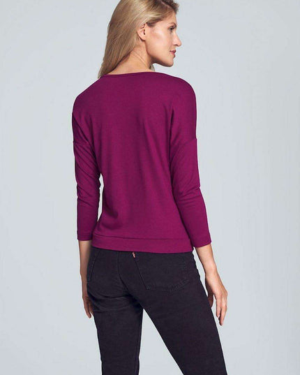 Chic Piped Envelope Neck Blouse for Timeless Elegance