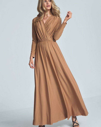 Elegant Black Maxi Dress with Stylish Envelope Neckline for Effortless Chic
