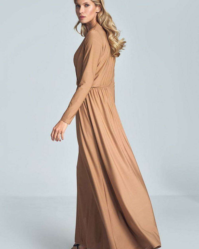 Elegant Black Maxi Dress with Stylish Envelope Neckline for Effortless Chic