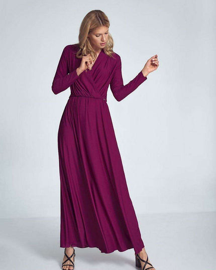 Elegant Black Maxi Dress with Stylish Envelope Neckline for Effortless Chic