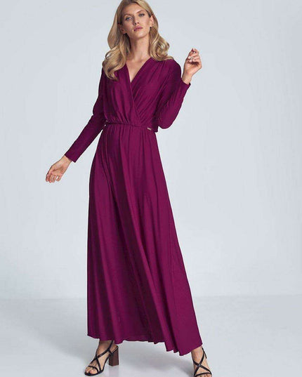 Elegant Black Maxi Dress with Stylish Envelope Neckline for Effortless Chic