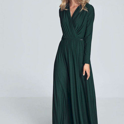 Elegant Black Maxi Dress with Stylish Envelope Neckline for Effortless Chic
