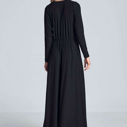 Elegant Black Maxi Dress with Stylish Envelope Neckline for Effortless Chic