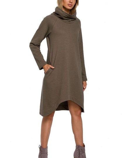 Elegant Asymmetrical Knit A-Line Dress