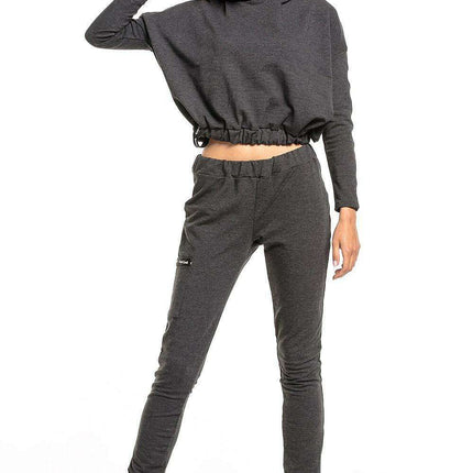 Chic Hooded Cotton Blend Sweatshirt with Ribbed Hem
