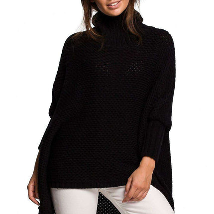 Cozy Knit Turtleneck Poncho Cape