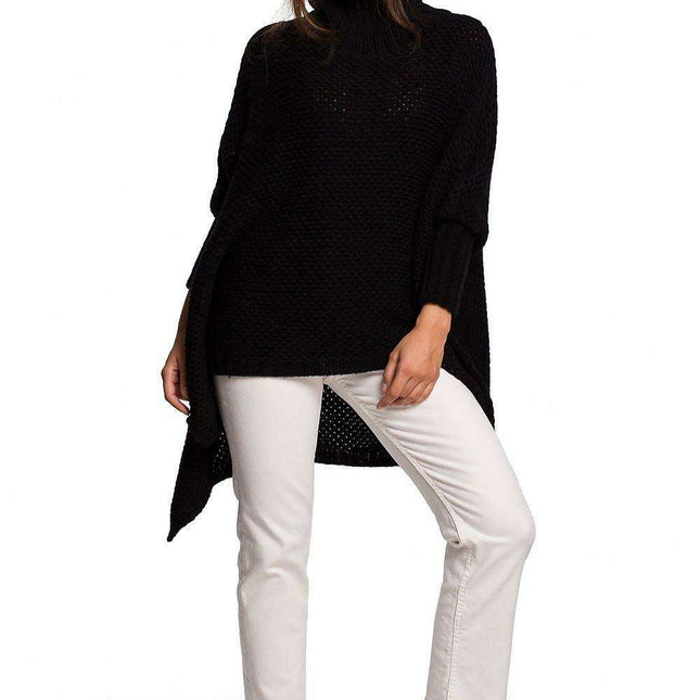 Cozy Knit Turtleneck Poncho Cape
