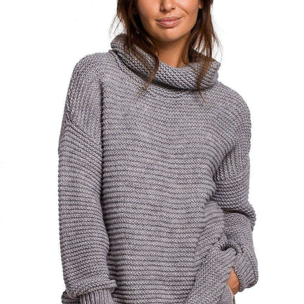 Snug and Stylish Turtleneck BE Knit Sweater for Cold Weather