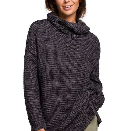 Snug and Stylish Turtleneck BE Knit Sweater for Cold Weather