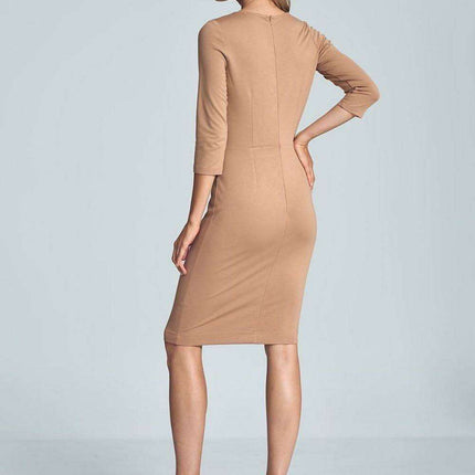 Sophisticated Envelope Neck Black Midi Dress