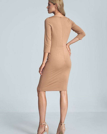 Sophisticated Envelope Neck Black Midi Dress