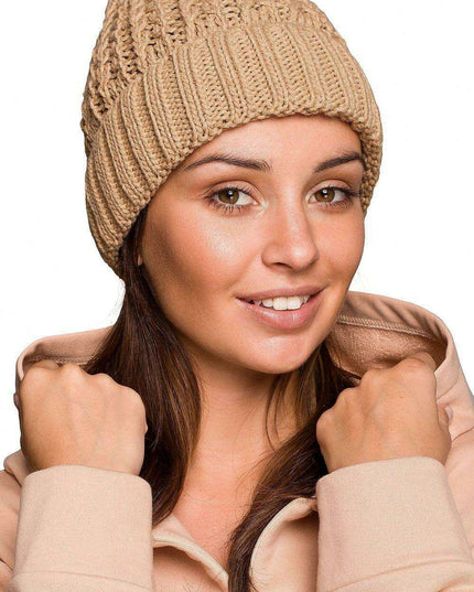 Braided Plait Beanie with Stylish Ribbed Trim