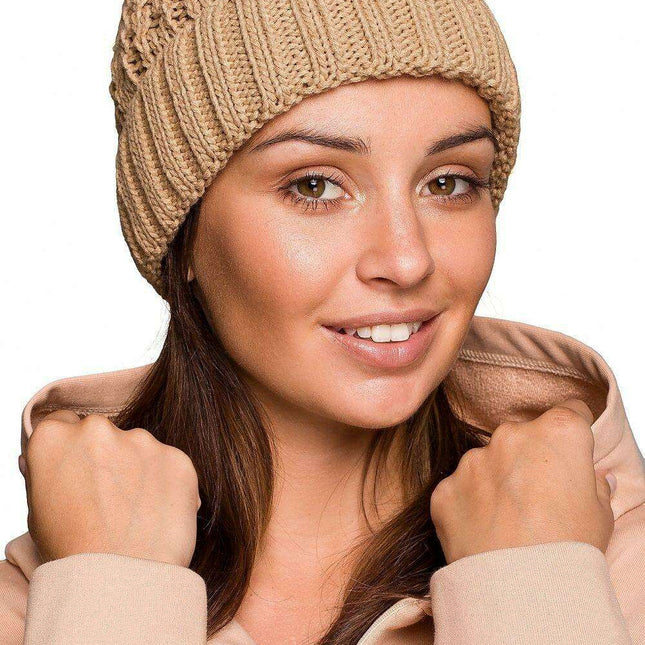 Braided Plait Beanie with Stylish Ribbed Trim