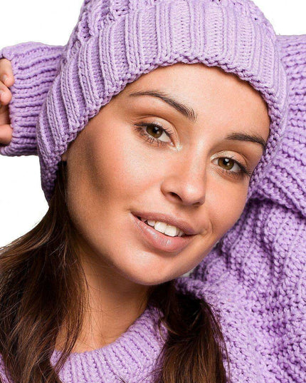 Braided Plait Beanie with Stylish Ribbed Trim