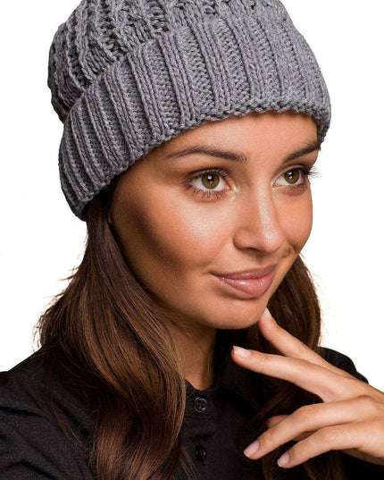 Braided Plait Beanie with Stylish Ribbed Trim