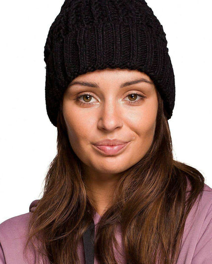 Braided Plait Beanie with Stylish Ribbed Trim