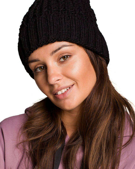 Braided Plait Beanie with Stylish Ribbed Trim