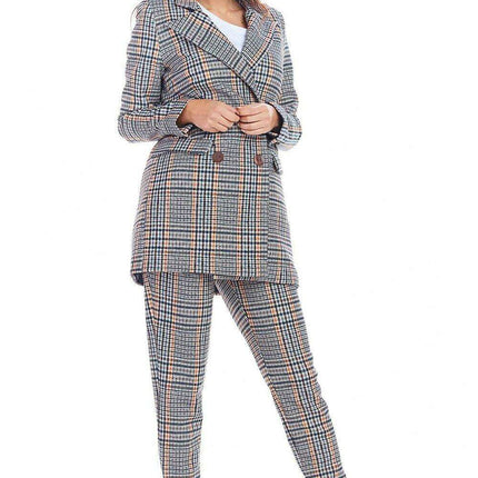 Chic Checkered Double Collar Coat