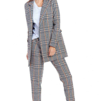 Chic Checkered Double Collar Coat