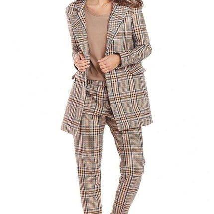 Chic Checkered Double Collar Coat