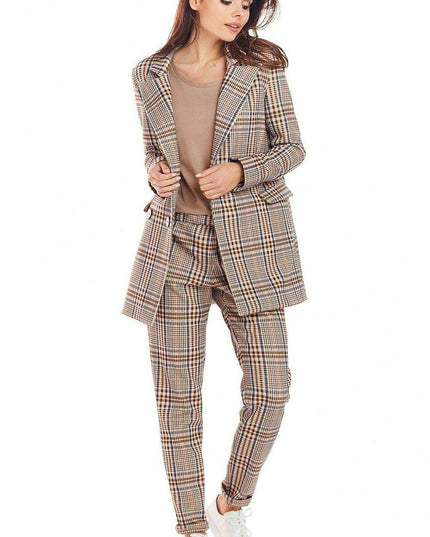 Chic Checkered Double Collar Coat