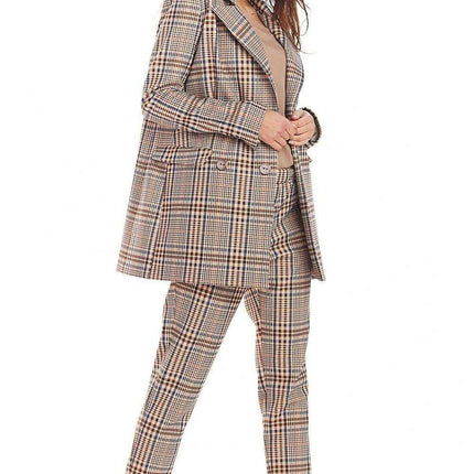 Chic Checkered Double Collar Coat