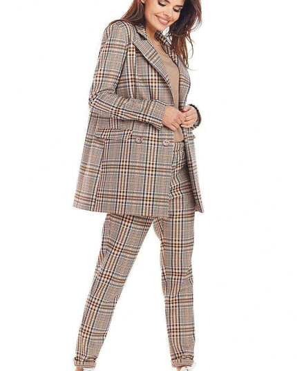 Chic Checkered Double Collar Coat