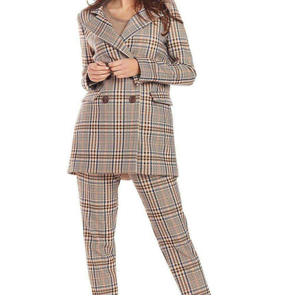Chic Checkered Double Collar Coat