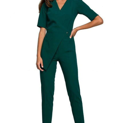 Asymmetrical Elegance Bodysuit with Envelope Neckline