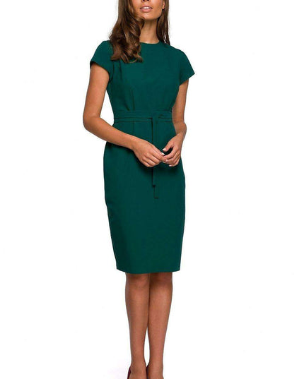 Elegant Bodycon Dress with Trendy Double Belt for Effortless Style