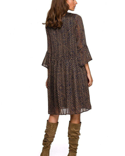 Charming Polka Dot Chiffon Day Dress