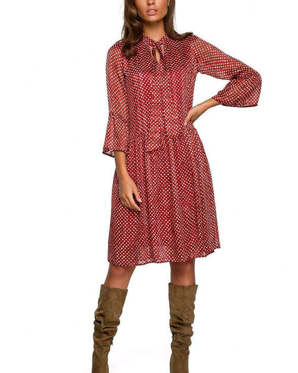 Charming Polka Dot Chiffon Day Dress