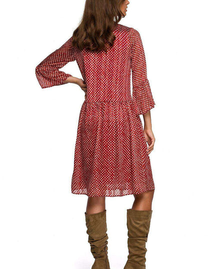 Charming Polka Dot Chiffon Day Dress