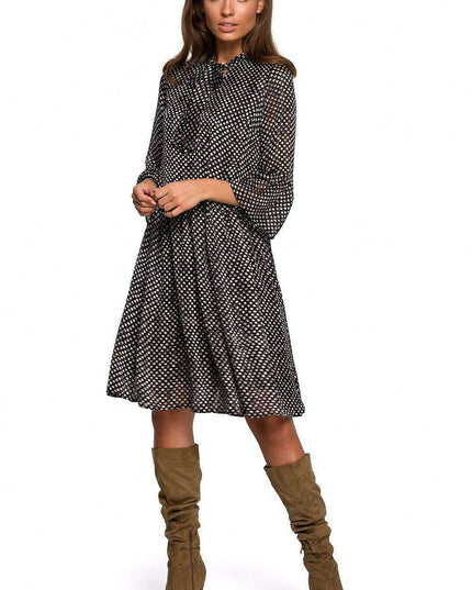 Charming Polka Dot Chiffon Day Dress