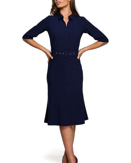 Chic Daytime Elegance: Belted Dress by Stylove