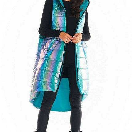 Holographic Longline Hooded Glow Vest