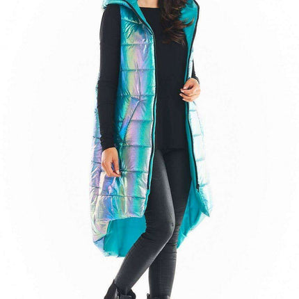 Holographic Longline Hooded Glow Vest