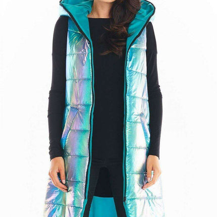 Holographic Longline Hooded Glow Vest