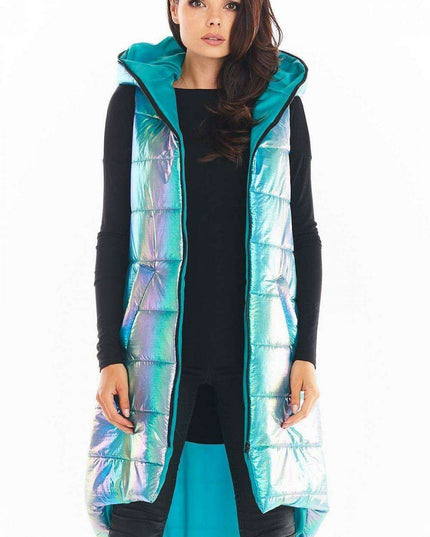 Holographic Longline Hooded Glow Vest