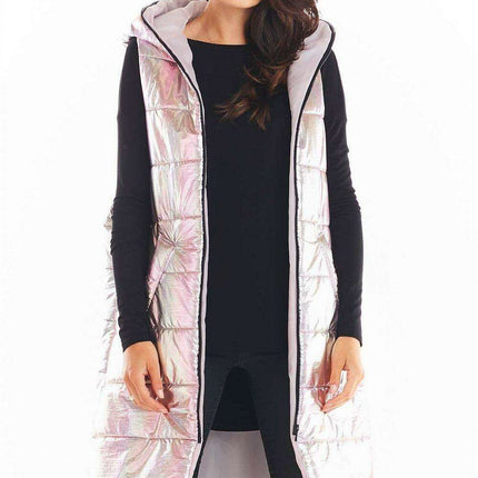 Holographic Longline Hooded Glow Vest