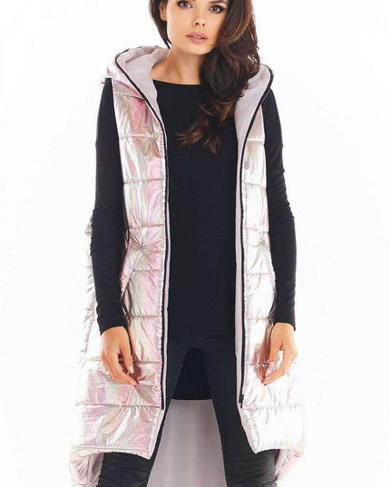 Holographic Longline Hooded Glow Vest