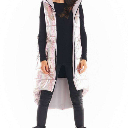 Holographic Longline Hooded Glow Vest