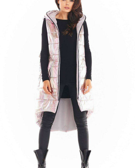 Holographic Longline Hooded Glow Vest