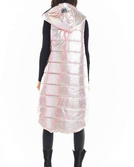 Holographic Longline Hooded Glow Vest