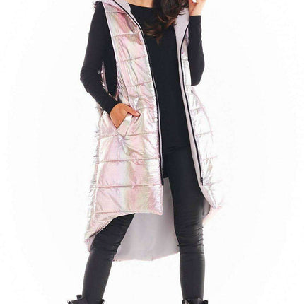 Holographic Longline Hooded Glow Vest